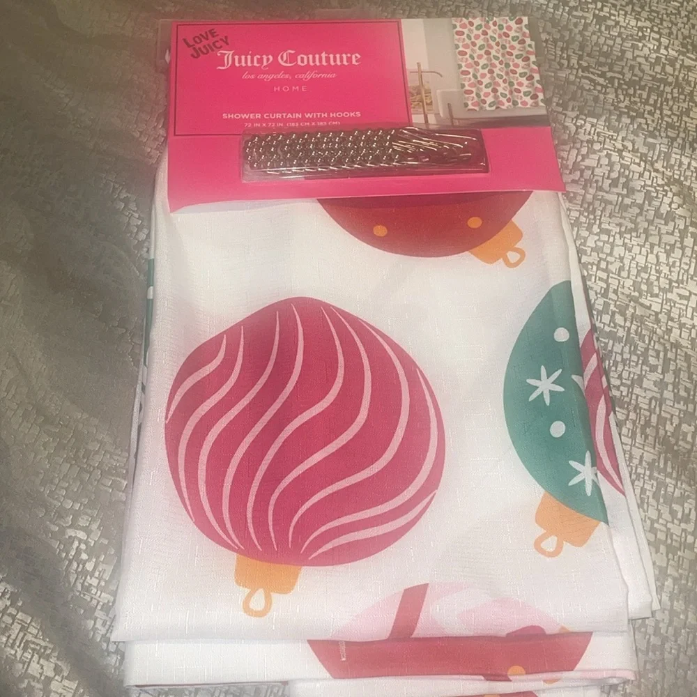 New Juicy Couture Los Angeles Ornament print Fabric Shower Curtain with Hooks